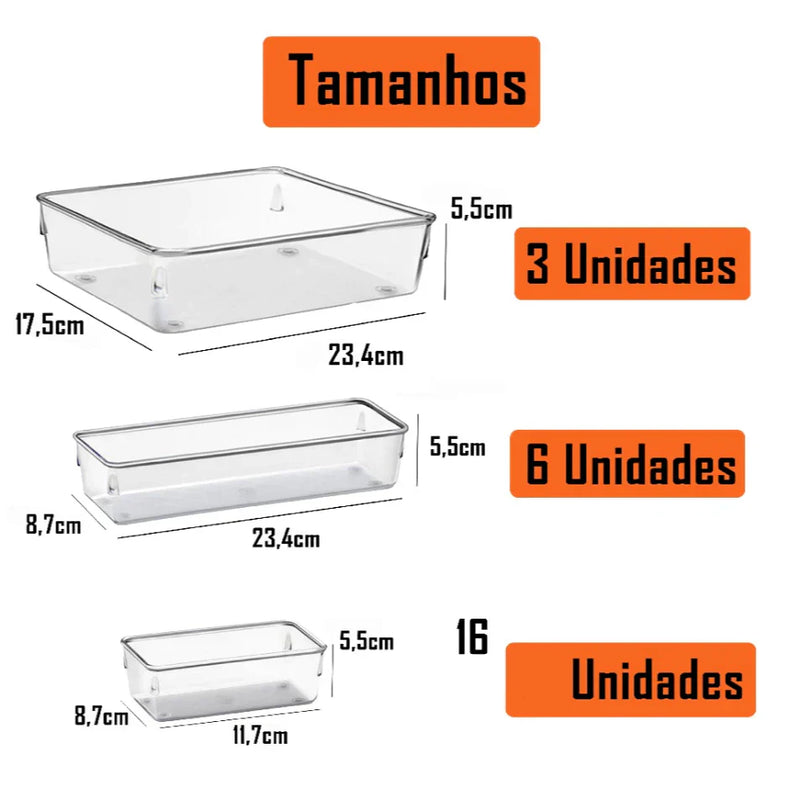 Kit com 25 Organizadores Multiuso Modulares